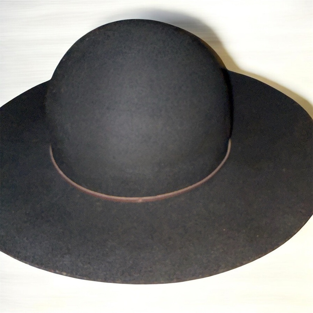 Boujee and Boyeez 100% Wool Wide Brim Floppy Hat - Black - OS